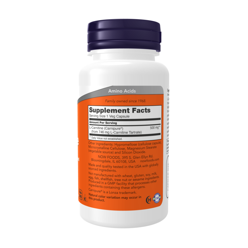 NOW L-Карнитин (L-Carnitine) 500 мг - 180 капсул