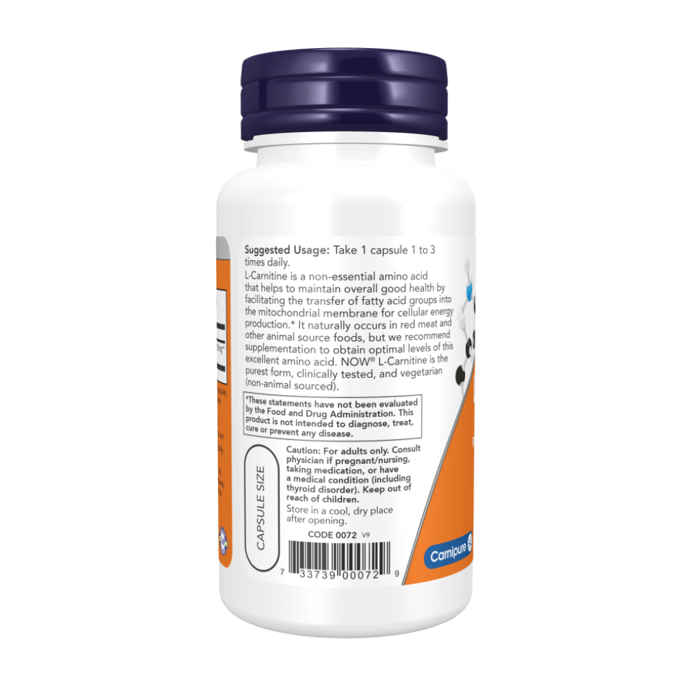 NOW L-Карнитин (L-Carnitine) 500 мг - 180 капсул