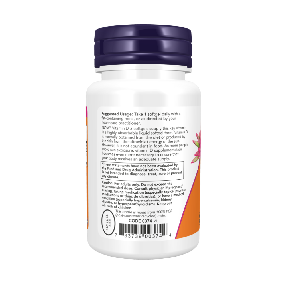 NOW Витамин Д-3 5000 ME (Vitamin D-3 5000 IU) 120 капсул