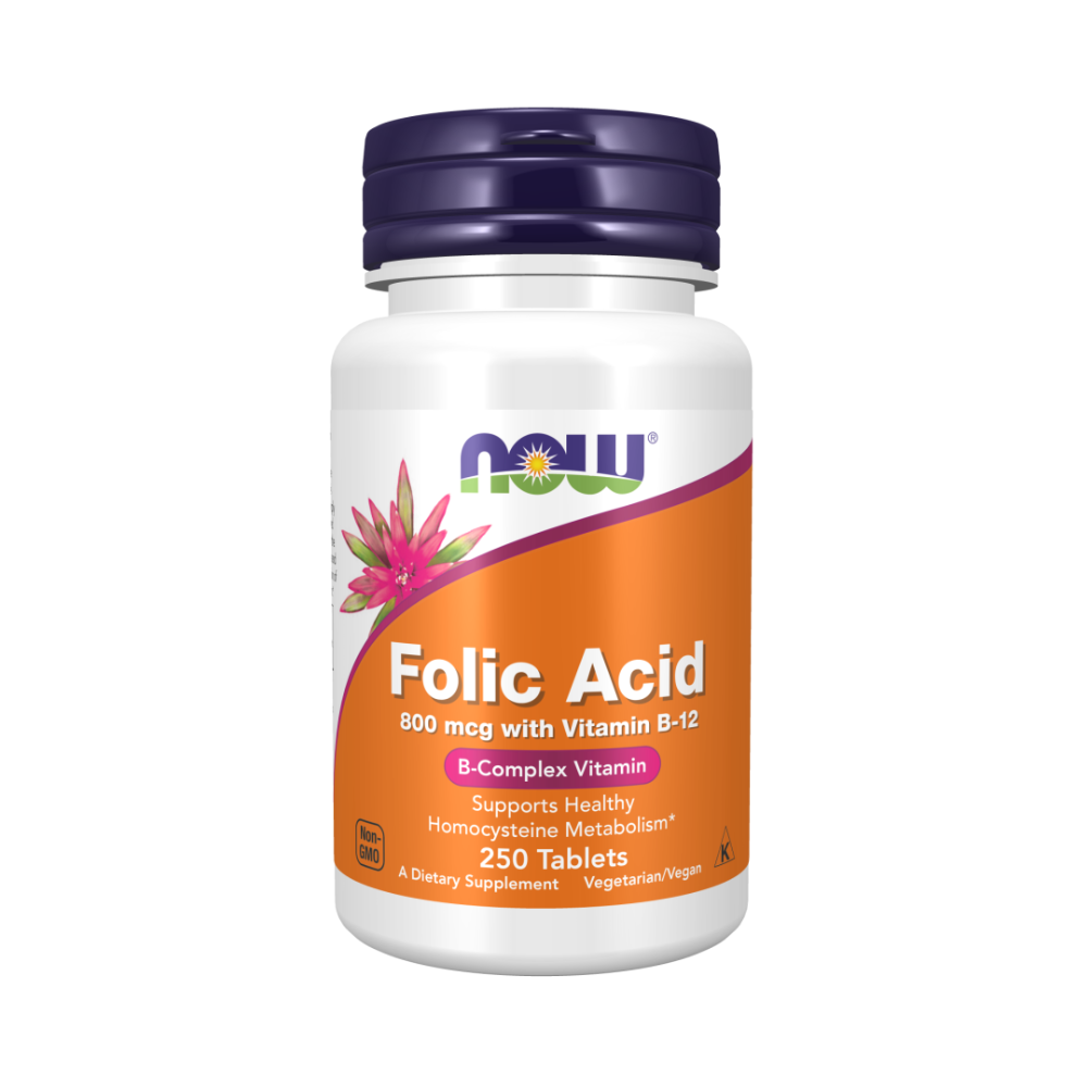 Folic Acid, Фолиевая Кислота 800 мкг, Витамин B-12 25 мкг - 250 таблеток