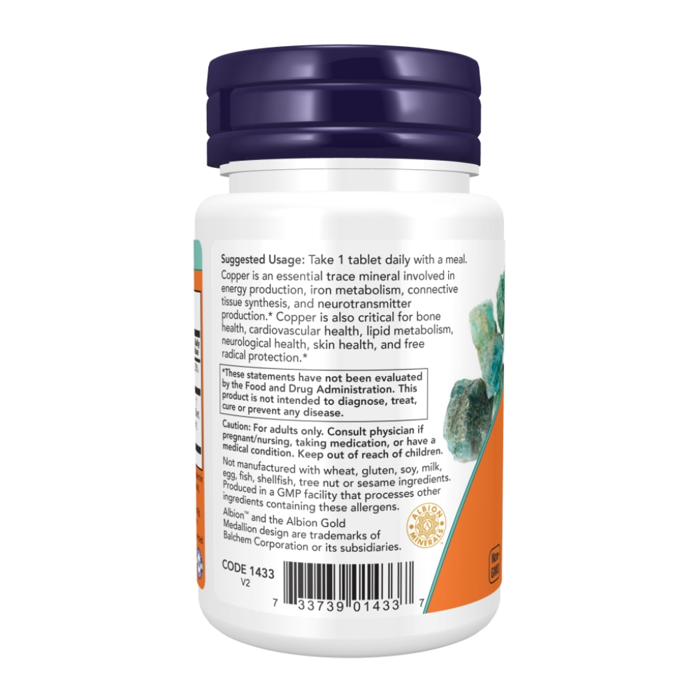 NOW Copper Glycinate, Медь Глицинат - 120 таблеток