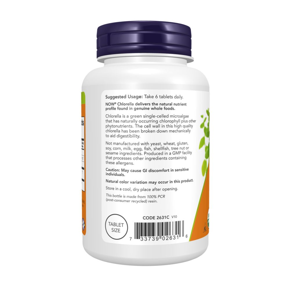 NOW Хлорелла Органическая (Chlorella Organic) 500 мг - 200 таблеток