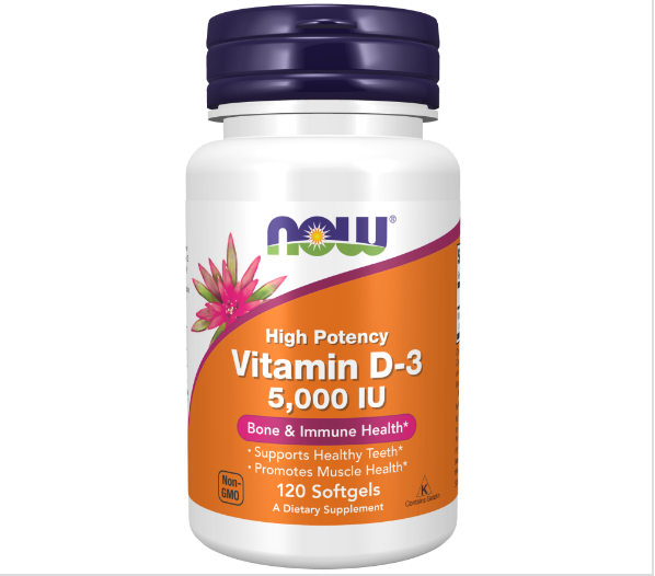 D-3 NOW Foods - Витамин Д-3, 5000 МЕ - 120 капсул