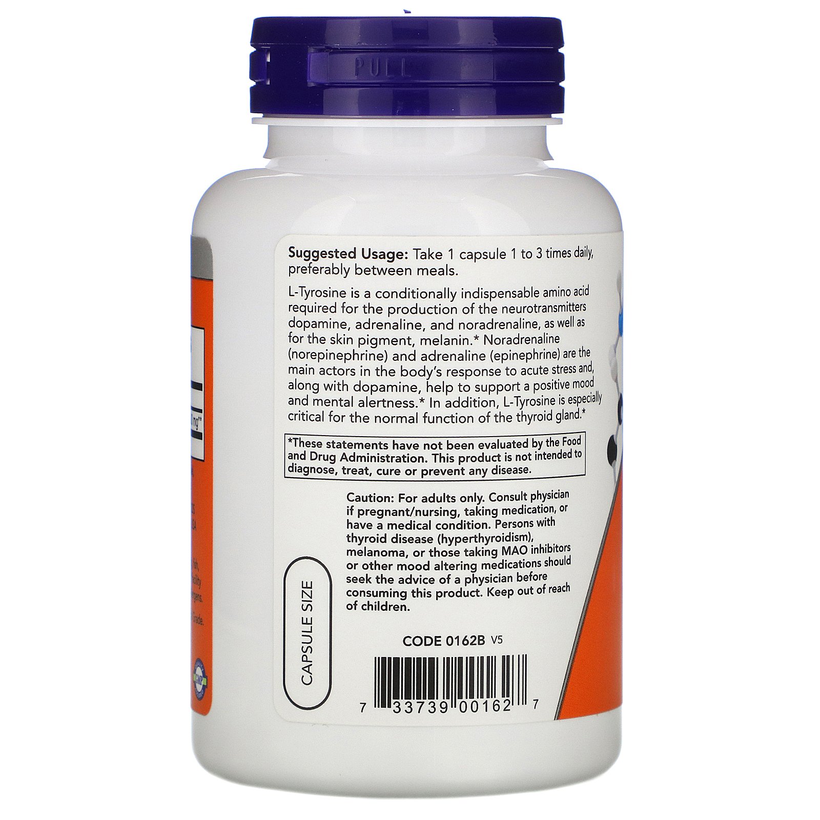 L-Tyrosine, L-Тирозин 500 мг - 120 капсул