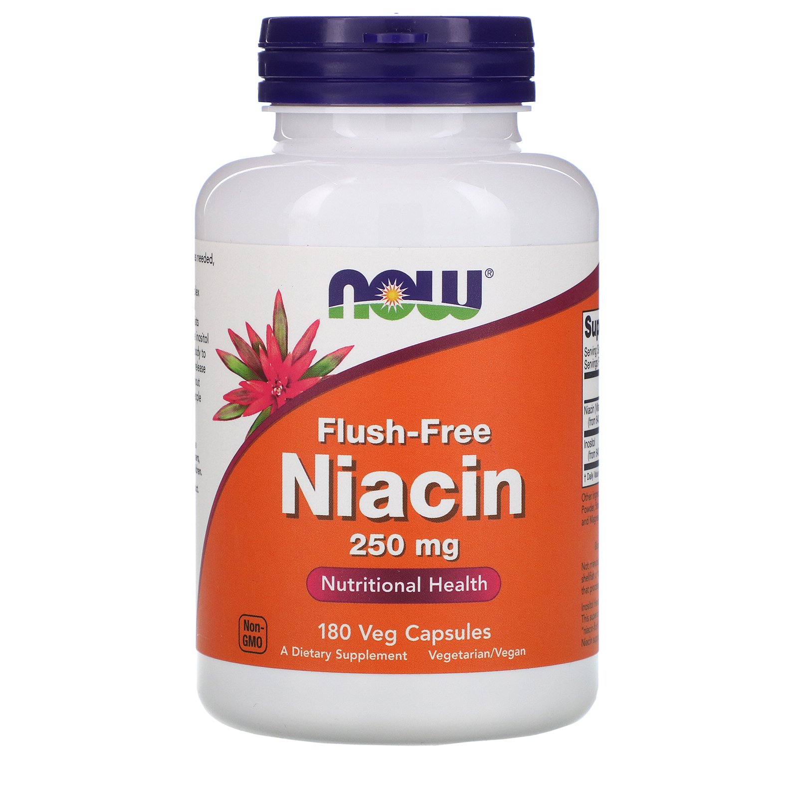 Niacin B-3, Витамин Б-3, Без Покраснений, Ниацин 250 мг - 180 капсул