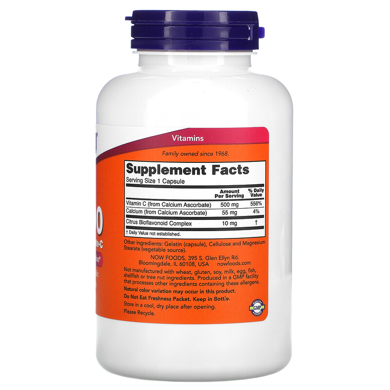C-500 Calcium Ascorbate-C, Витамин С-500 мг, Биофлавоноиды Комплекс - 250 капсул