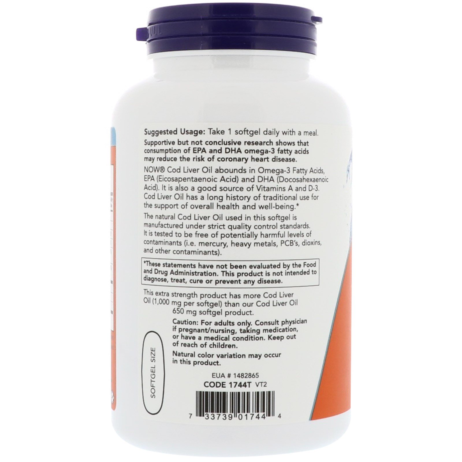 Cod Liver Oil, Масло Печени Трески 1000 мг + Витамины A и D-3 - 180 капсул