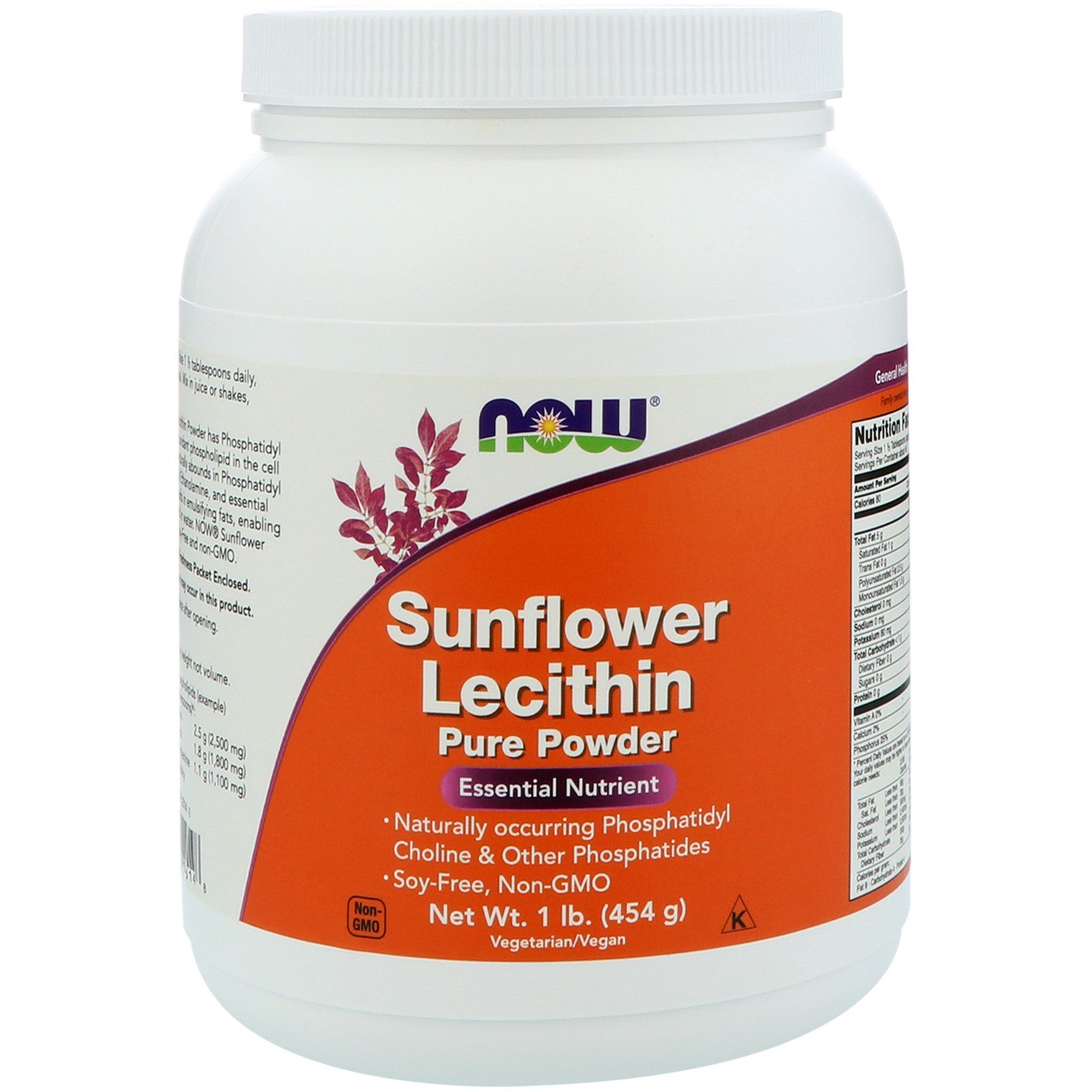 Lecithin Sunflower Powder, Лецитин Подсолнечника, Порошок - 454 г