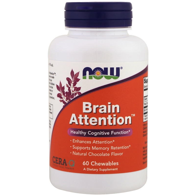 Brain Attention, Умственное Внимание Шоколадный Вкус - 60 жевательных таблеток