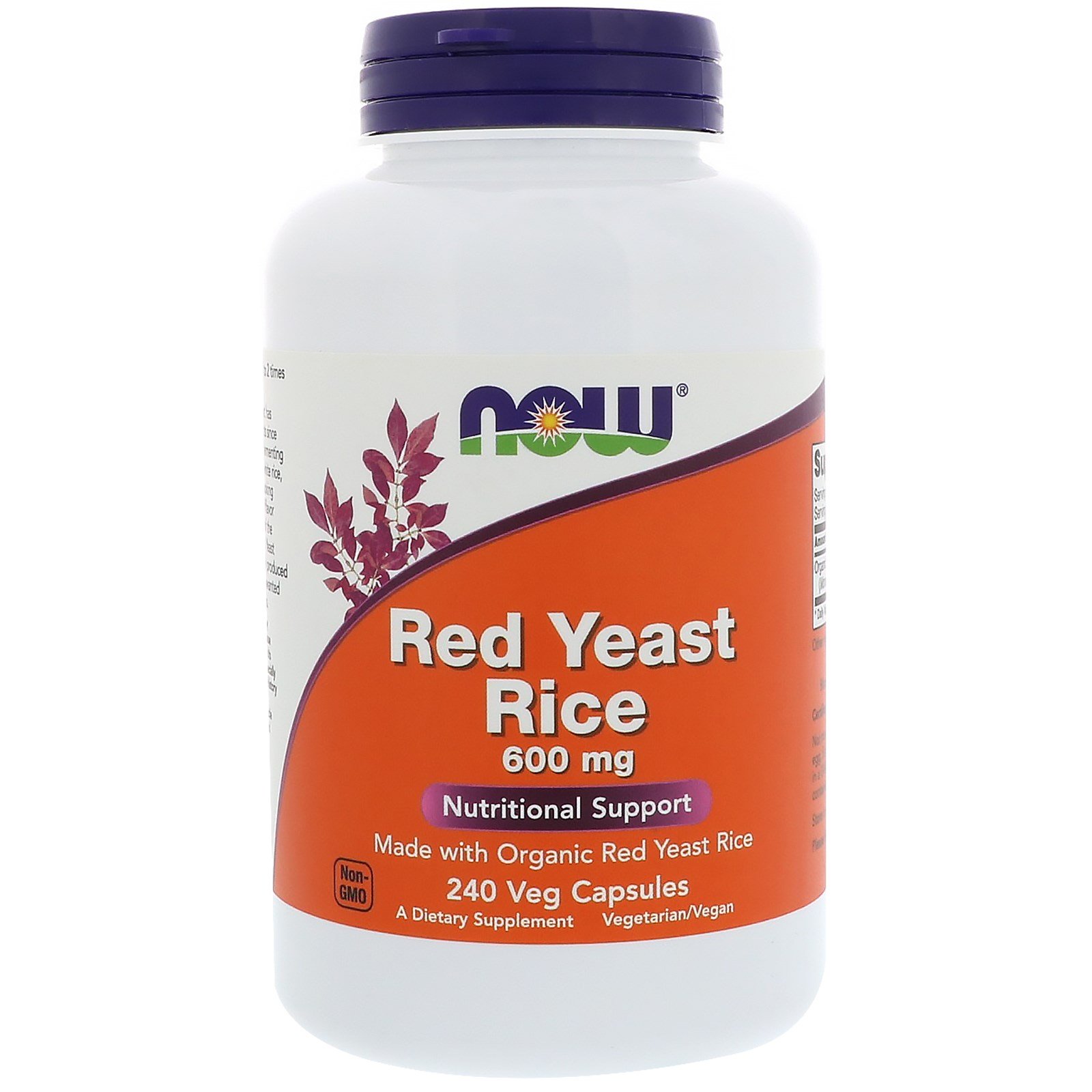 Red Yeast Rice, Красный Дрожжевой Рис 600 мг - 240 вегетарианских капсул