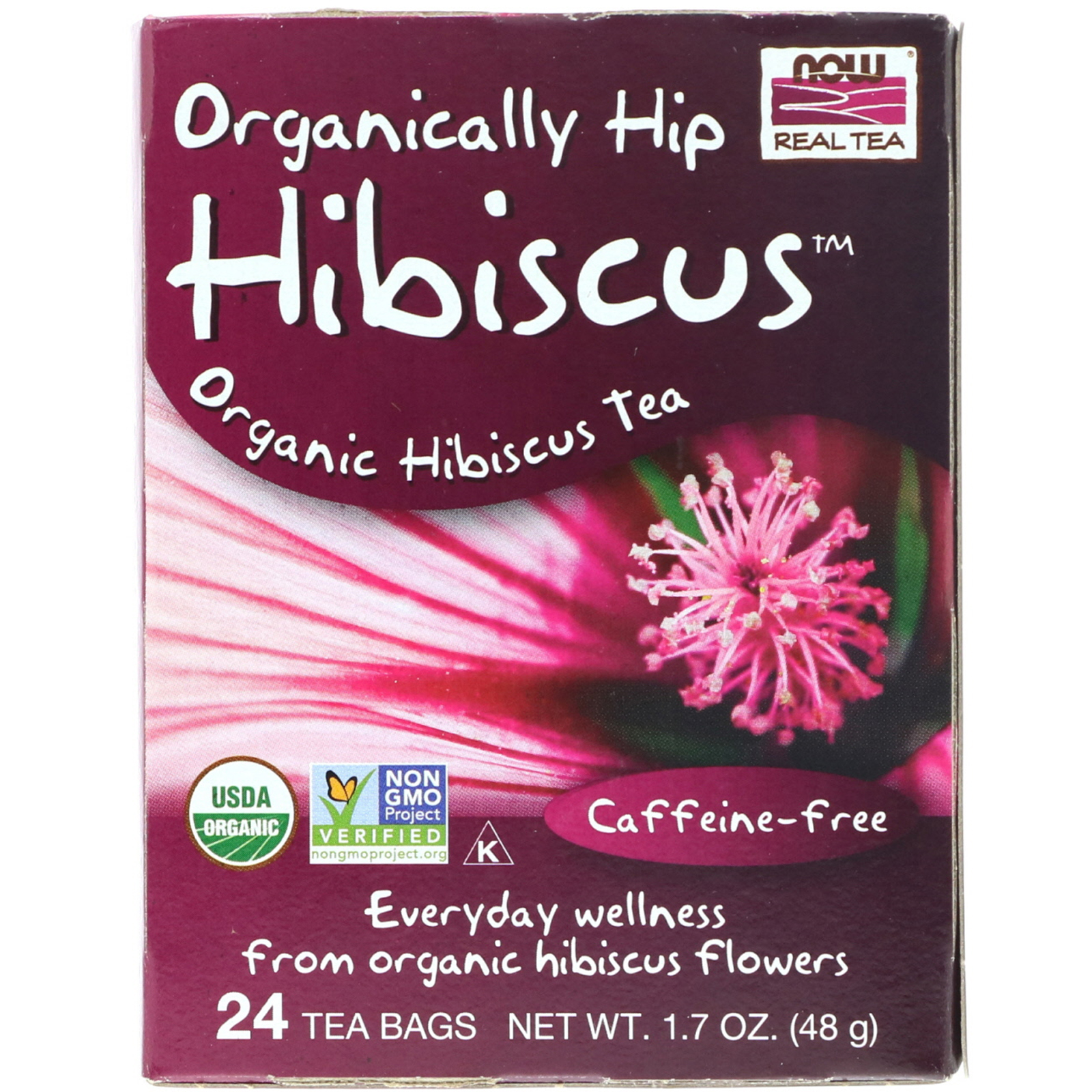 Tea Organically Hip Hibiscus, Чай Органический, Гибискус, Без Кофеина - 24 пакетика