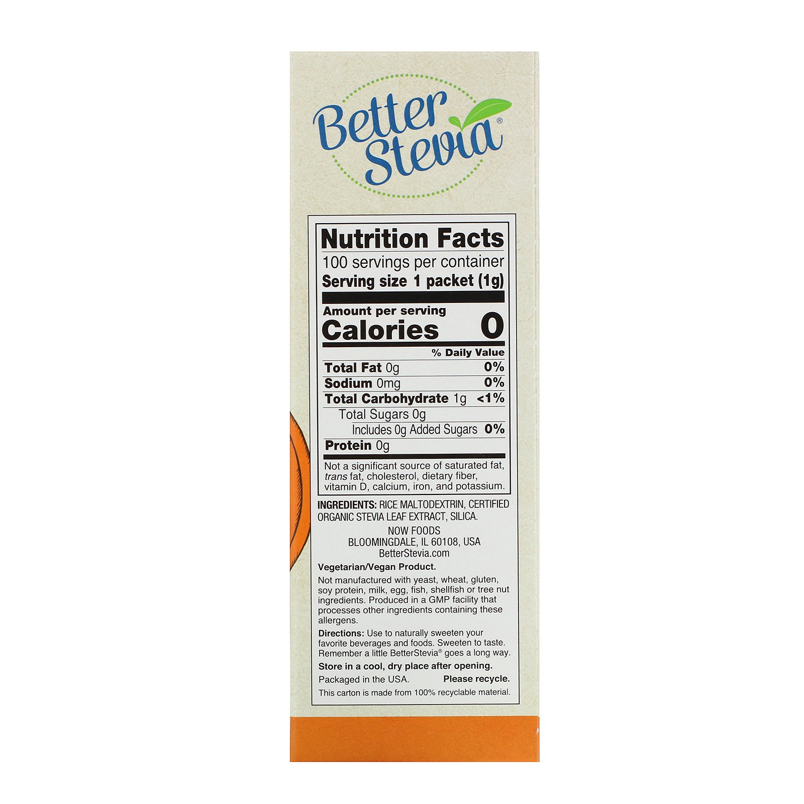 Stevia, Стевия 1000 мг - 100 пакетов