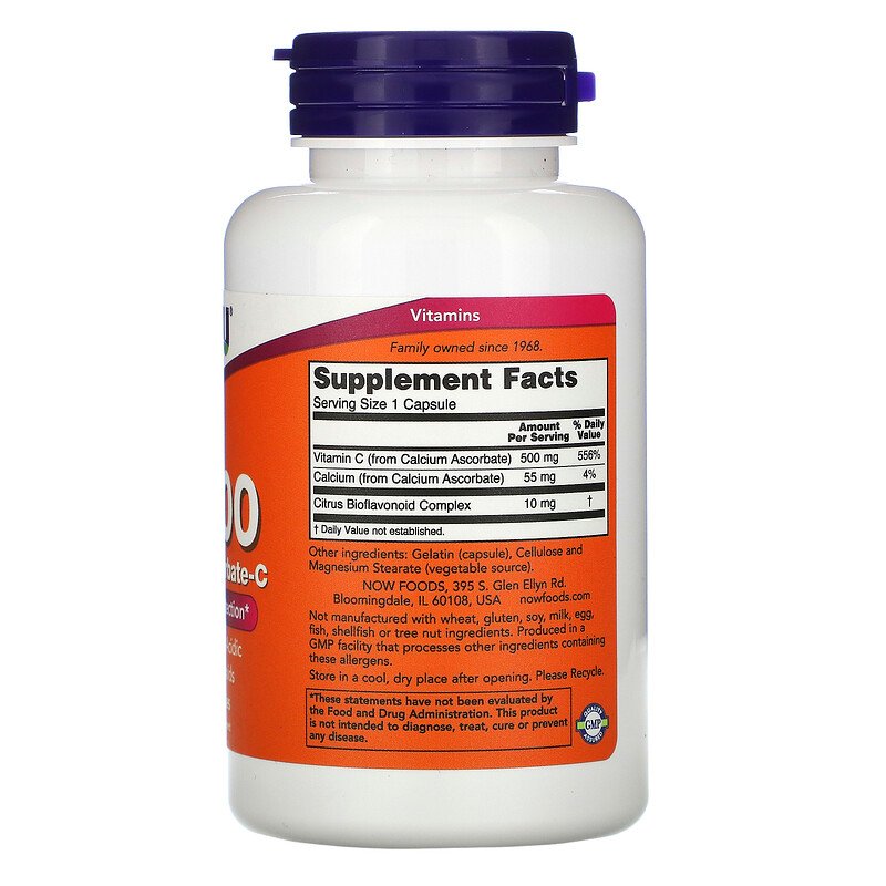C-500 Calcium Ascorbate-C, Витамин С-500 мг, Биофлавоноиды Комплекс - 100 капсул
