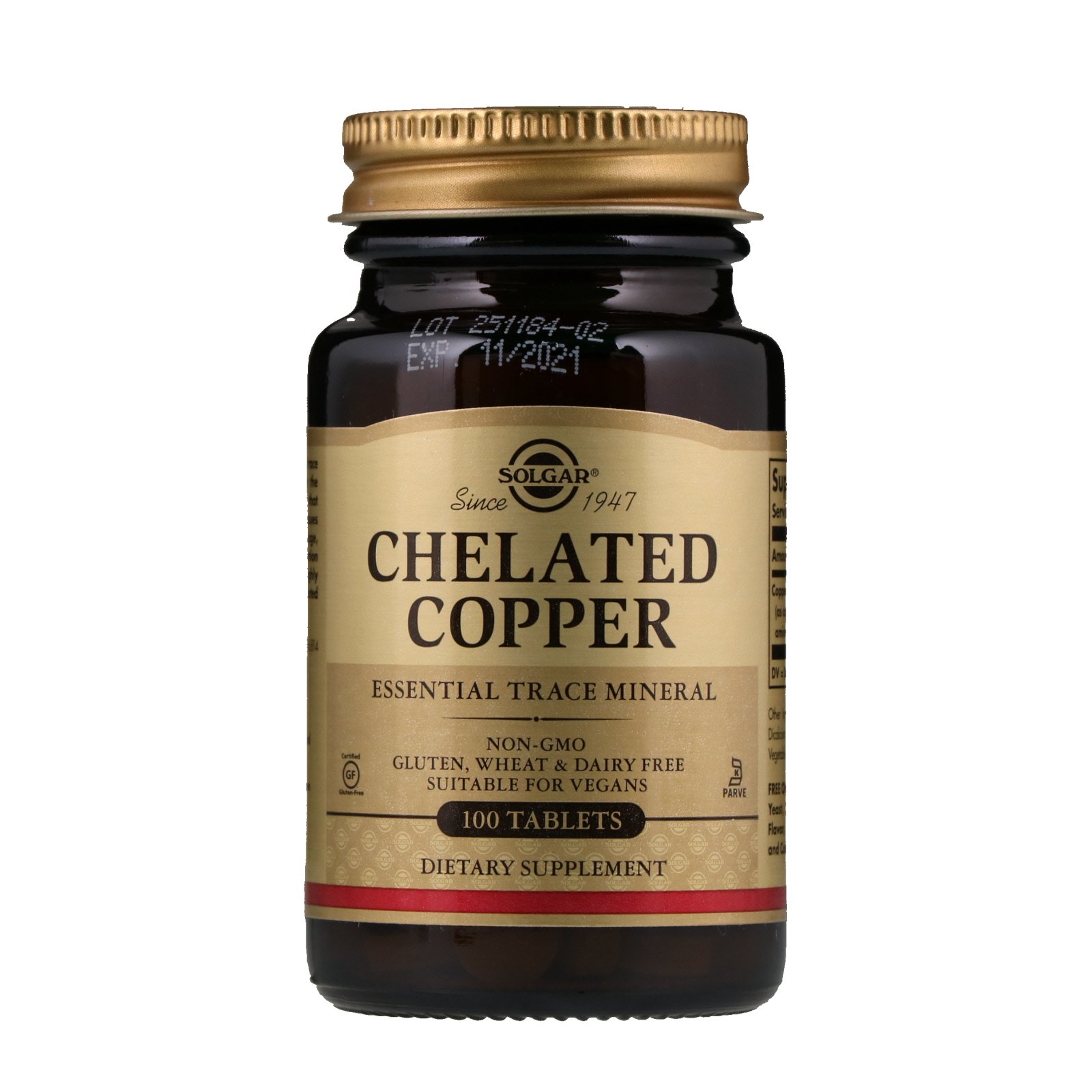 Chelated Copper, Медь в Хелатной форме 2.5 мг - 100 таблеток